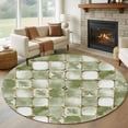 thumbnail image 2 of Sage Green Geometric Large Area Rugs for Bedroom Living Room, Soft Non Slip Carpet Bedside Rug, Modern Abstract Art Botanical Round Floor Cover Kitchen Accent Rug 5' for Dining Room/Office, 2 of 9