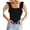 B Sleeveless Black, variant on YOUI-GIFTS Womens Square Neck Ruffle Strap Ribbed Sleeveless Tank Tops Long Sleeve Bodysuits