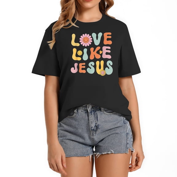 Groovy Love Like Jesus Religious God, Girls Women Christian T-Shirt