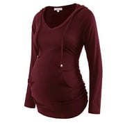 Tatum88 Sweat à capuche de maternité Chemises à manches longues Casual Haut de maternité Sweat de grossesse Vêtements décontractés rouge L