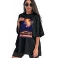 thumbnail image 3 of Plus Size Shirt for Women Black Tops for Women Oversized Short Sleeves Shirt for Women Fireworks Sky T Shirt Crewneck Shirt for Women XL, 3 of 5