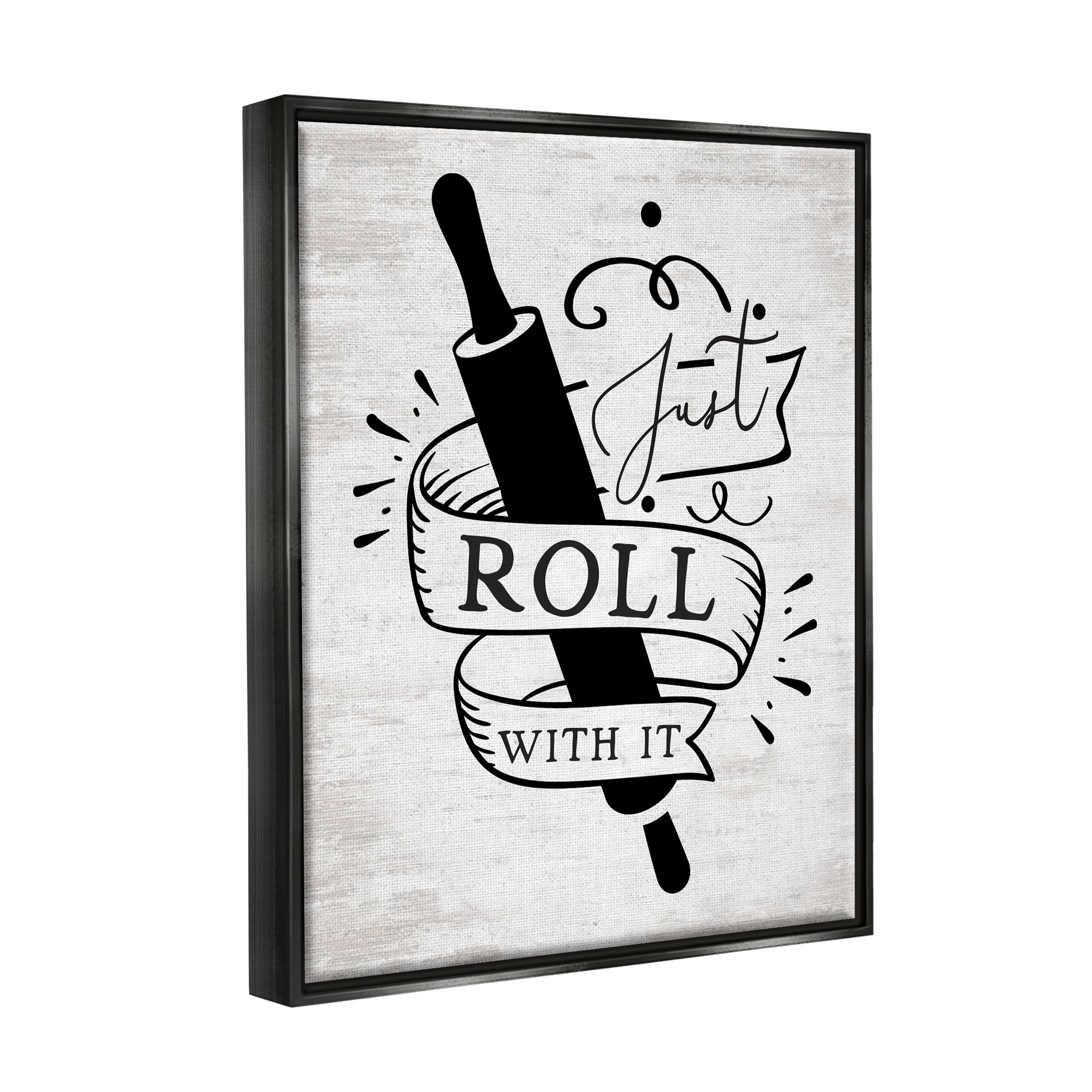 Stupell Industries Roll With It Kitchen Food & Beverage Painting Black Floater Framed Art Print Wall Art, 25 x 31