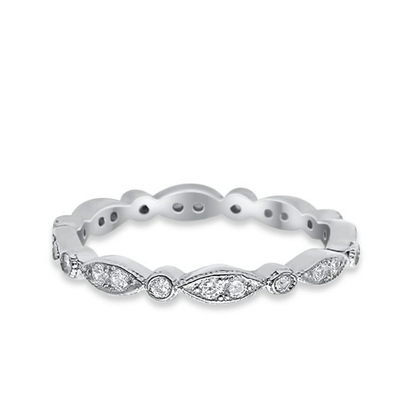 Eternity Round Wedding Band Ring CZ 925 Sterling Silver Size 4