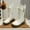 White, variant on Fashion Autumn Children Girls Sports Shoes Flat Thick Bottom Non Slip Easy To Wear PU Upper Comfortable Boots White 32