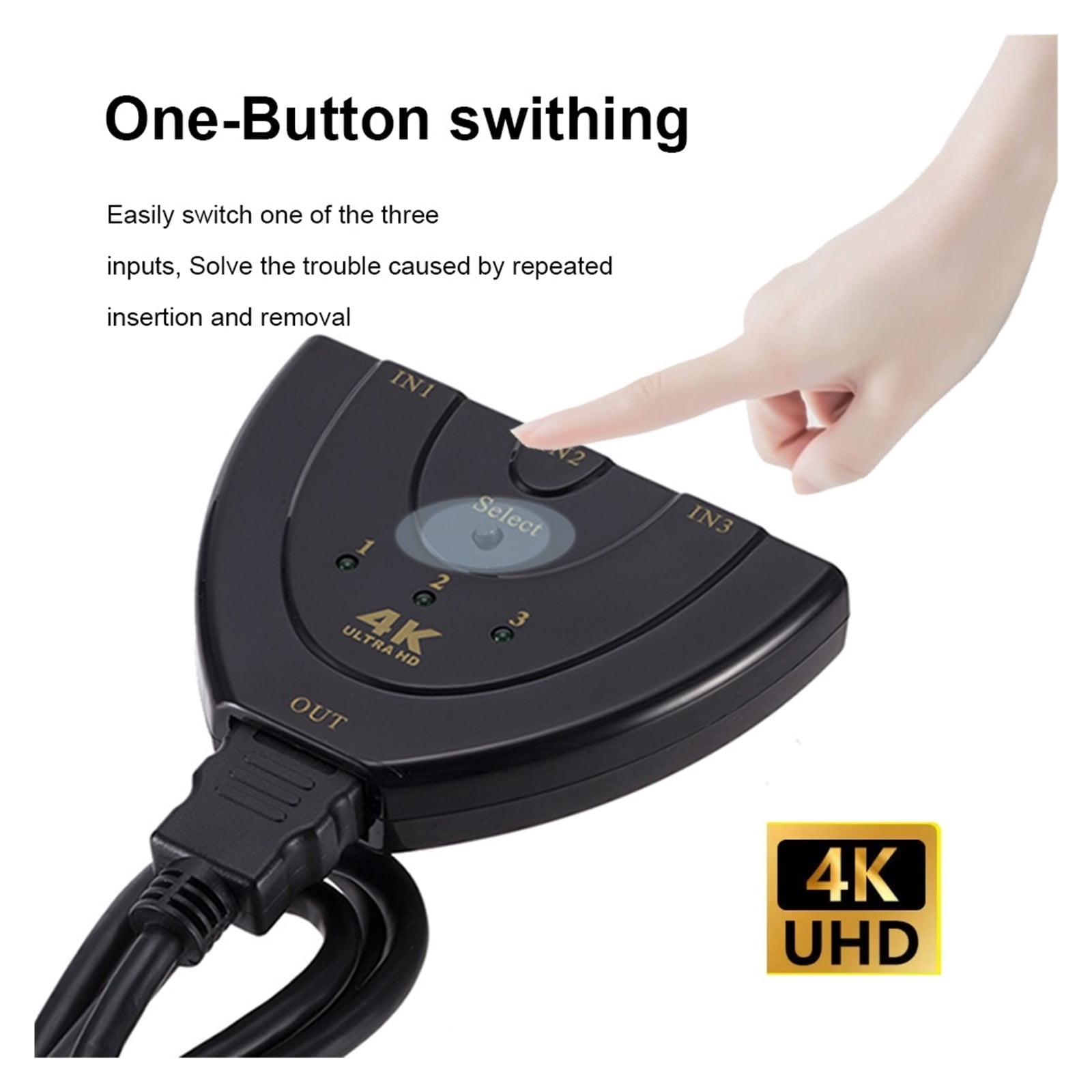 HMI-compatible Switch KVM Splitter 4K 2K 3D 3 Input 1 Output Mini 3 Port VIdeo Switcher Hub 1080P For DVD HDTV PS4 ,Hd Visual Effect