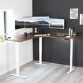 thumbnail image 3 of VIVO Rustic Vintage Brown / White Electric 71" x 71" Curved Corner Stand Up Desk, 3 of 8