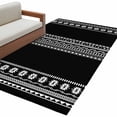 thumbnail image 2 of Area Rug for Living Room, Black Boho Non-Slip Indoor Large Carpet for Bedroom/Dining Room, Vintage Abstract Striped Geometric Motifs Washable Low-Profile Rectangle Floor Runner Rugs - 4 x 6 Ft, 2 of 7