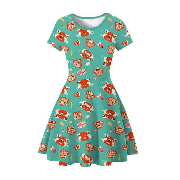 Disney Girl Princess Turning Red Dress Kids Cosplay Charm Niños Carnaval Fiesta de cumpleaños Ropa Summer Dress Girls7-8 --150 Gao Jinjia LED