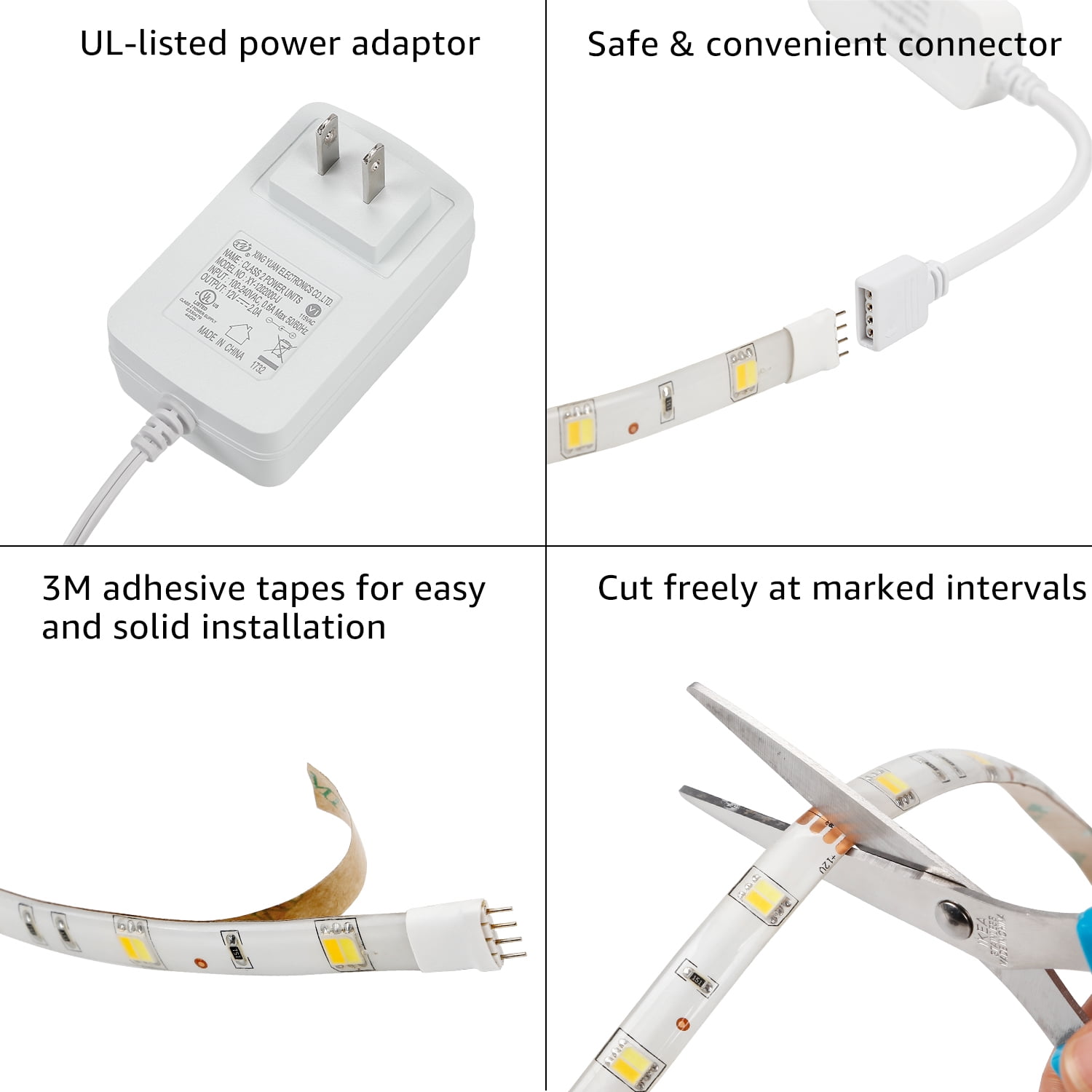 TORCHSTAR 16.4ft LED Strip Light, UL Listed Power Supply for Decoration, DC  12V, Wifi Wireless Smart Phone App, Flexible 3000K Warm White - 6000K  Daylight, IP65 Waterproof - Walmart.com