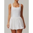 thumbnail image 6 of Womens Bubble Tennis Dress Squre Neck Sleeveless Workout Golf Athletic Dresses Build in Shorts with Pockets White M, 6 of 7