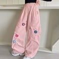 thumbnail image 4 of Kids Cargo Pants Casual Windproof Girls Hiking Pants Street Wear Pink Pants, Size 6-16 Years, 4 of 4