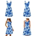 thumbnail image 4 of Jiueut Blue Palm Tree Plumeria Flower Pattern Matching Hawaiian Outfits for Couples Women's Summer Dress or Men's Cruise Shirt, Beach Vacation Tropical Sundress for Husband and Wife, XS, 4 of 5