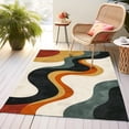 thumbnail image 2 of Distressed Abstract Wavy Lines Area Rugs Retro Bohemian Accents Entryway Rug Short Pile Non-Slip Soft Washable Indoor Carpet for Living Room Bedroom 4x8ft, 2 of 6