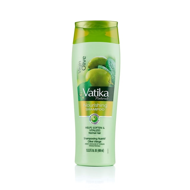 Vatika Naturals Champú nutritivo para mujeres - Limpiador fortalecedor e hidratante para cabello rizado dañado y todo tipo de cabello (botella de 400 ml de oliva virgen)