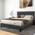 thumbnail image 2 of Queen Size Platform Bed Frame with Fabric Upholstered Headboard, Dark Grey, 2 of 7