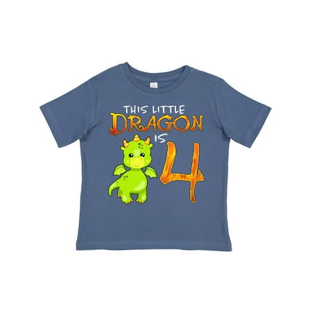 

Inktastic Dragon 4th Birthday- Turning Four Gift Toddler Boy or Toddler Girl T-Shirt