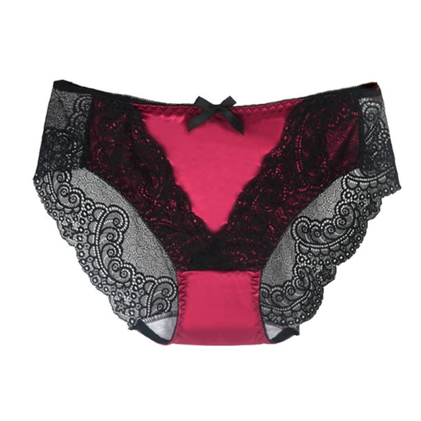 Transparent Hollow Cotton Panties Mid-rise Floral Lace Panty Women Underwear  1pc