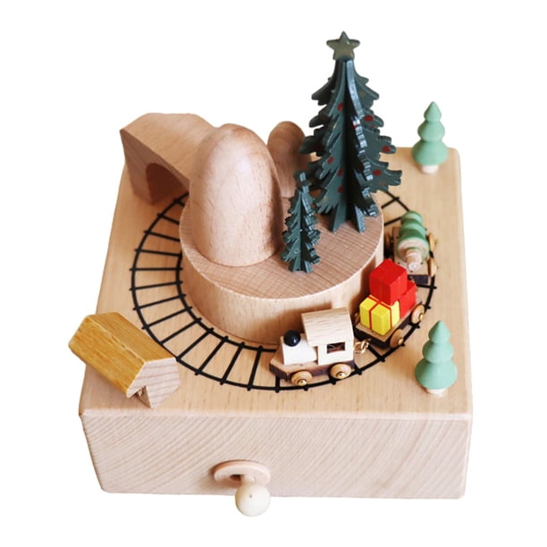 Caja musical de madera, accesorios de decoración del hogar, figura decorativa de mesa, centro de mesa para escritorio, interior, vacaciones, regalos d A