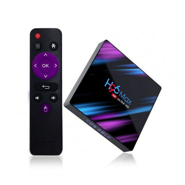 H96 Max RK3318 Android 9.0 Décodeur Réseau Intelligent Lecteur HD 4K Boîtier TV LED 64 Go avec Télécommande Noir