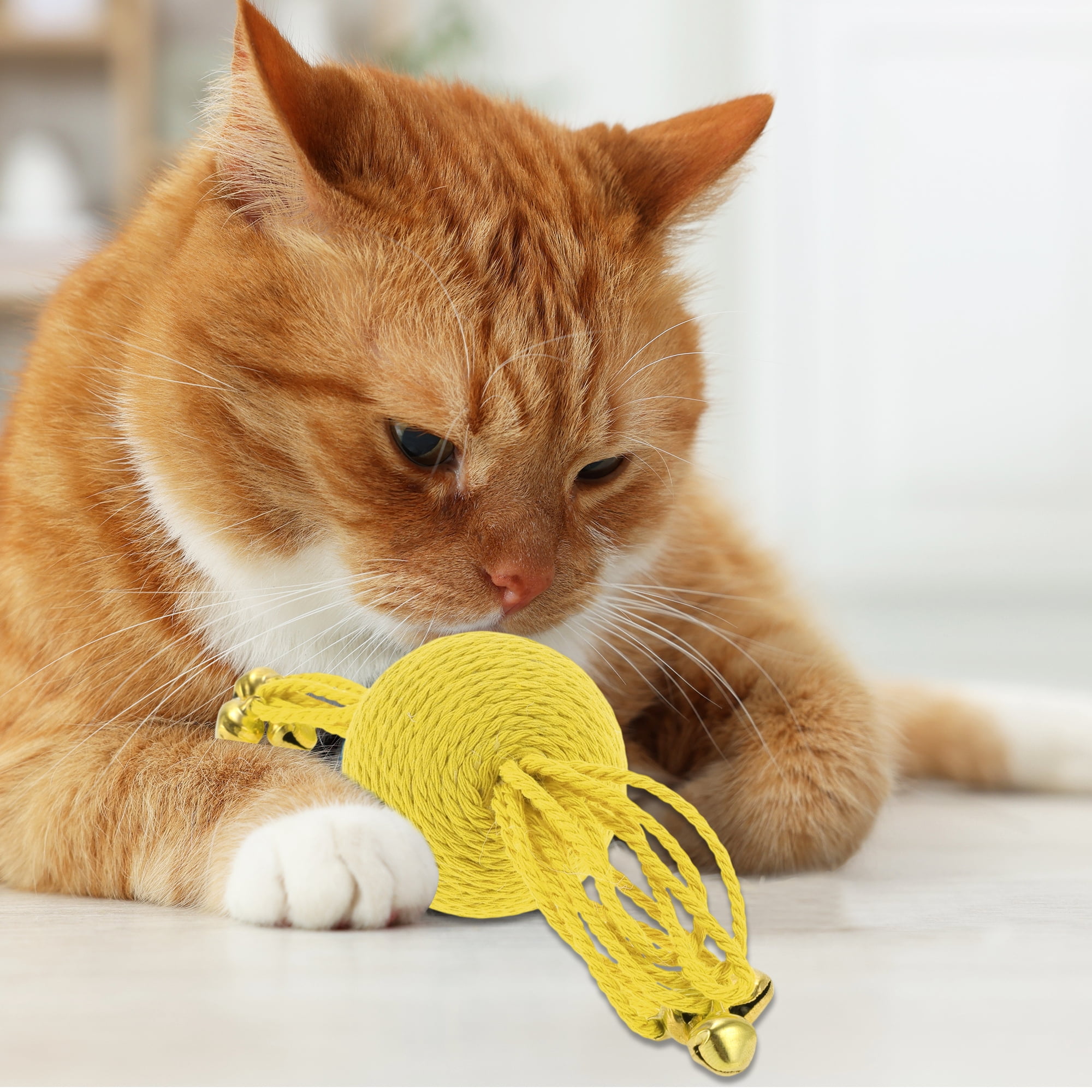 Unique Bargains Playing Ball with Bell for Indoor Yellow