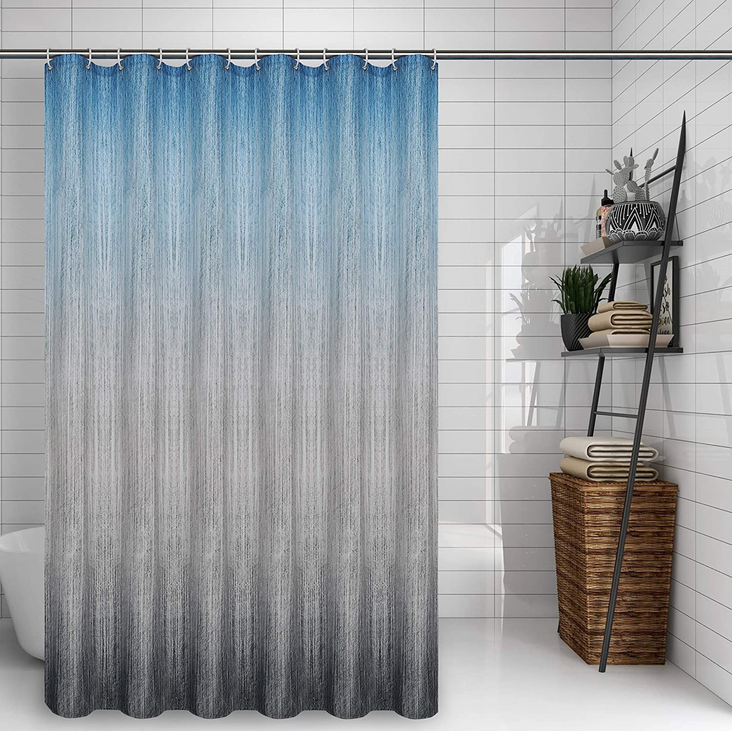 American Flag Wooden Board Shower Curtain Bathroom Decor Fabric & 12hooks 71in 