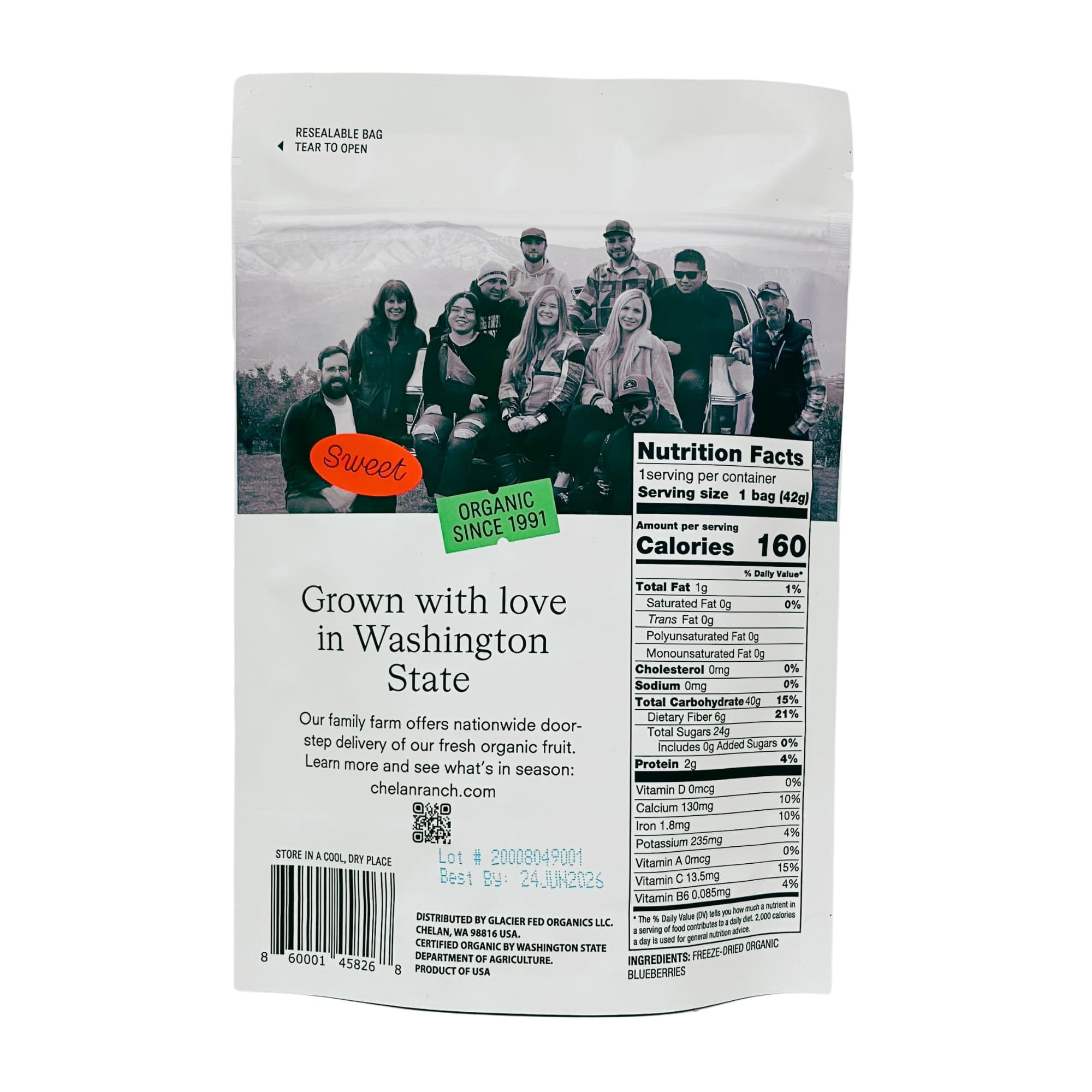 Chelan Ranch Organics Freeze-Dried Organic Fruit Variety Pack, Cherries, Honeycrisp Apples, Blueberries, Zero Added Sugar, Non-GMO & Vegan, Net Wt 9.4 Ounce (6-Pack)