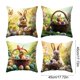 thumbnail image 3 of Juego de 4 fundas de almohada de Pascua | Fundas de cojín decorativas de 45 x 45 cm con estampados de conejos y huevos para sofá, decoración del hogar, 3 of 6