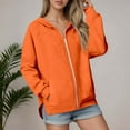 thumbnail image 2 of DHFJKG Sweatshirt For Women Solid Color Casual Long Sleeve Hooded Zipper Jacket Raglan Sleeve Lightweight Outwear Spring Stylish Outerwear, 2 of 4