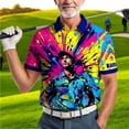 thumbnail image 5 of HOMYGIFTS Men’s Pop Art Neon Grunge Golf Polo – Graffiti Spray & Metallic Sunburst, 5 of 8