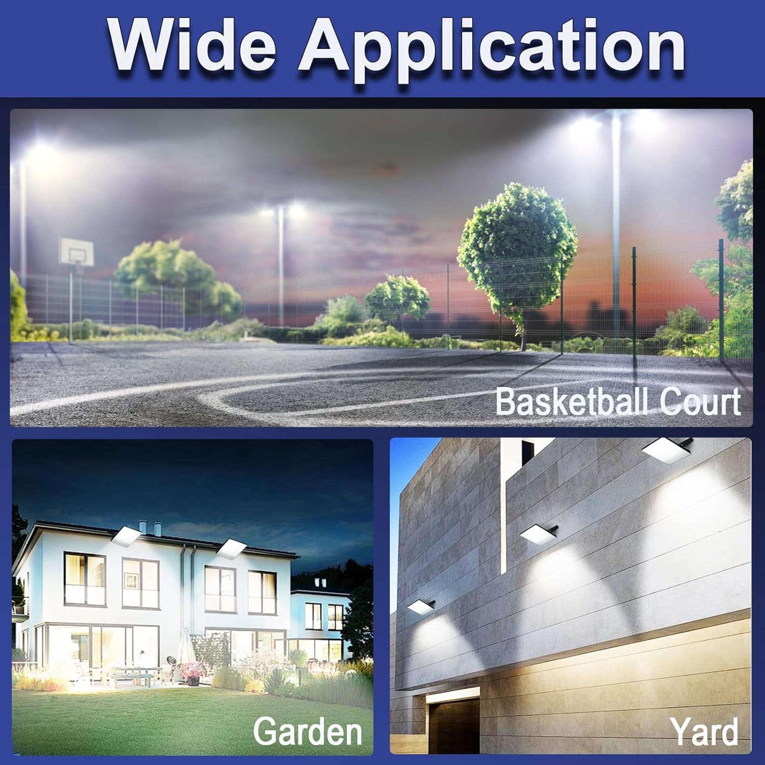 100W LED Flood Light Outdoor, 10000LM LED Work Light with Plug and Switch, IP66 Waterproof Exterior Security Lights, 5000K Daylight White Outdoor Floodlights for Yard, Garden, Playground, Stadium.