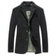 thumbnail image 1 of Ceisia Men's Solid Color Casual Blazer Jacket with Notched Lapel & Striped Lining Black L Gifts, 1 of 2