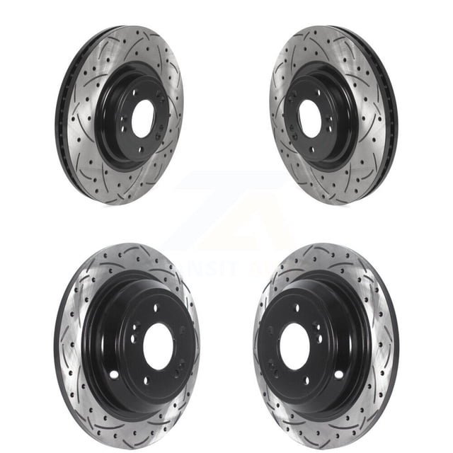 DS-One Front Rear Coated Drilled Slotted Disc Brake Rotors Kit for Car Hyundai Genesis KD-100490