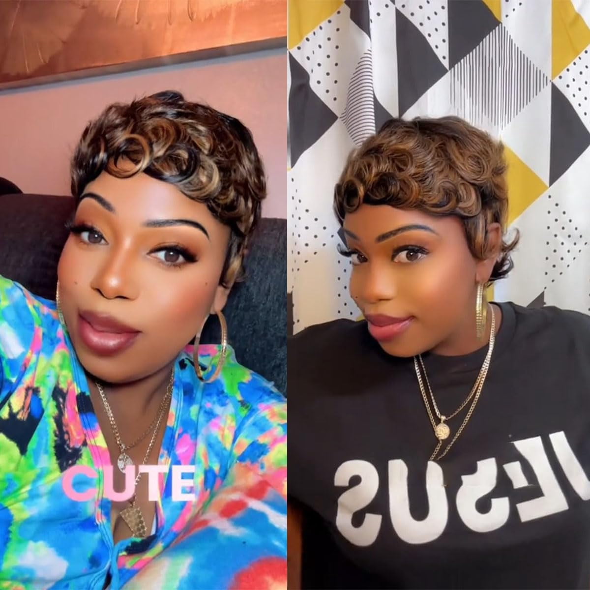 Natural Black Layered Pixie Wig Human Hair for Black Women Short Human Hair Lightweight Glueless Pixie Cut Wigs