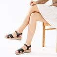 thumbnail image 5 of Women's Platform Wedge Heel Sandals - Adjustable Buckle Ankle Strap Open-Toe, Lightweight Rubber Sole Comfortable Casual Summer Sandals, 5 of 7