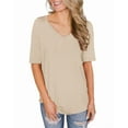 thumbnail image 2 of ONLYSHE Womens Summer V Neck T Shirts Short Sleeve Loose Fit Basic Tunic Tops Blouse, 2 of 5