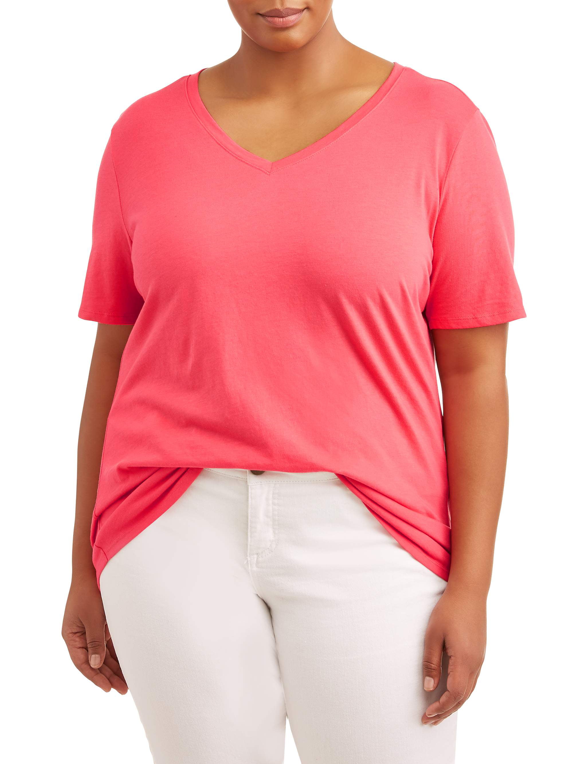 Terra & Sky Womens T-Shirt 1X Short Sleeve Long Length V-Neck Spearmint Tee NWT 
