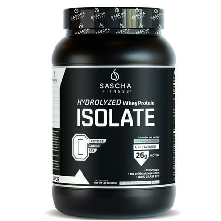 SASCHA FITNESS Hydrolyzed Whey Protein Isolate, Unflavored 100% Grass-Fed (2 Pound)