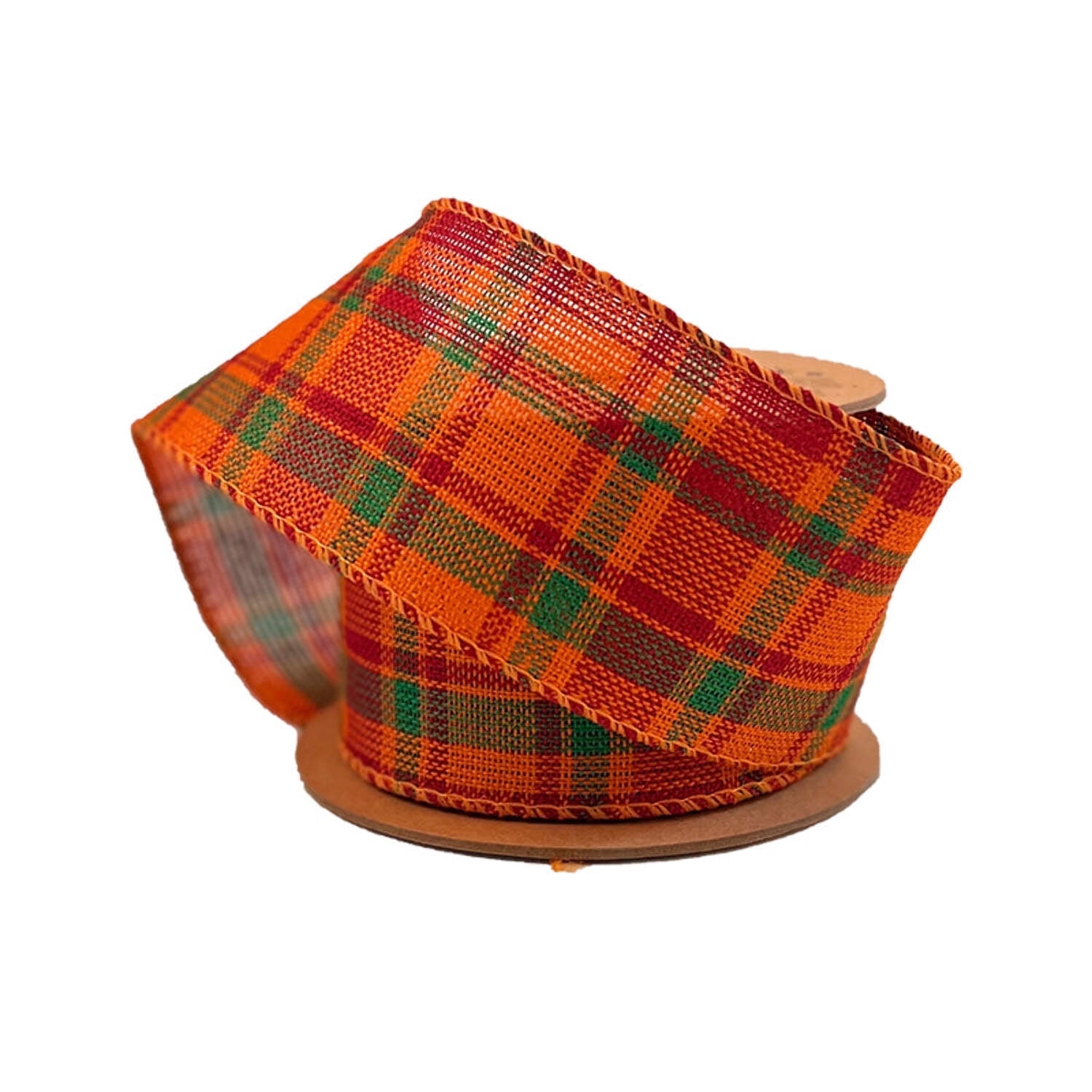 LaRibbons 2 1/2" Wired Ribbon, "Harvest Plaid" Rust/Multi, 10 Yard Roll