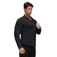 thumbnail image 4 of Youclos Men’s Solid Long Sleeve Button‑Up Dress Shirt, Stretch Wrinkle Resistant Slim Fit Shirt, 4 of 8