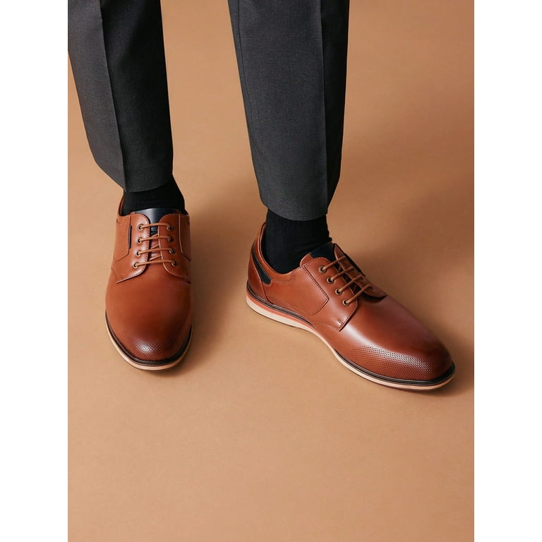 Bruno Marc Mens Classic Leather Oxfords, Brown, Size 9.5  display picture 1