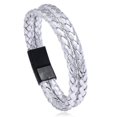 thumbnail image 1 of Pulsera de cuero sintético con doble círculo trenzado vintage azul de tendencia para hombre., 1 of 5