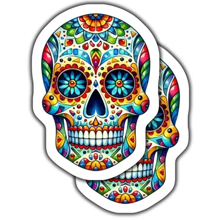 Colorful Sugar Skull Stickers, Day Of The Dead Stickers, Vinyl Skull Decalskindle Sticker, Stickers For Tablet, College Gift, Scrapbook Stickers, Gratitude Stickers, Quote Stickers