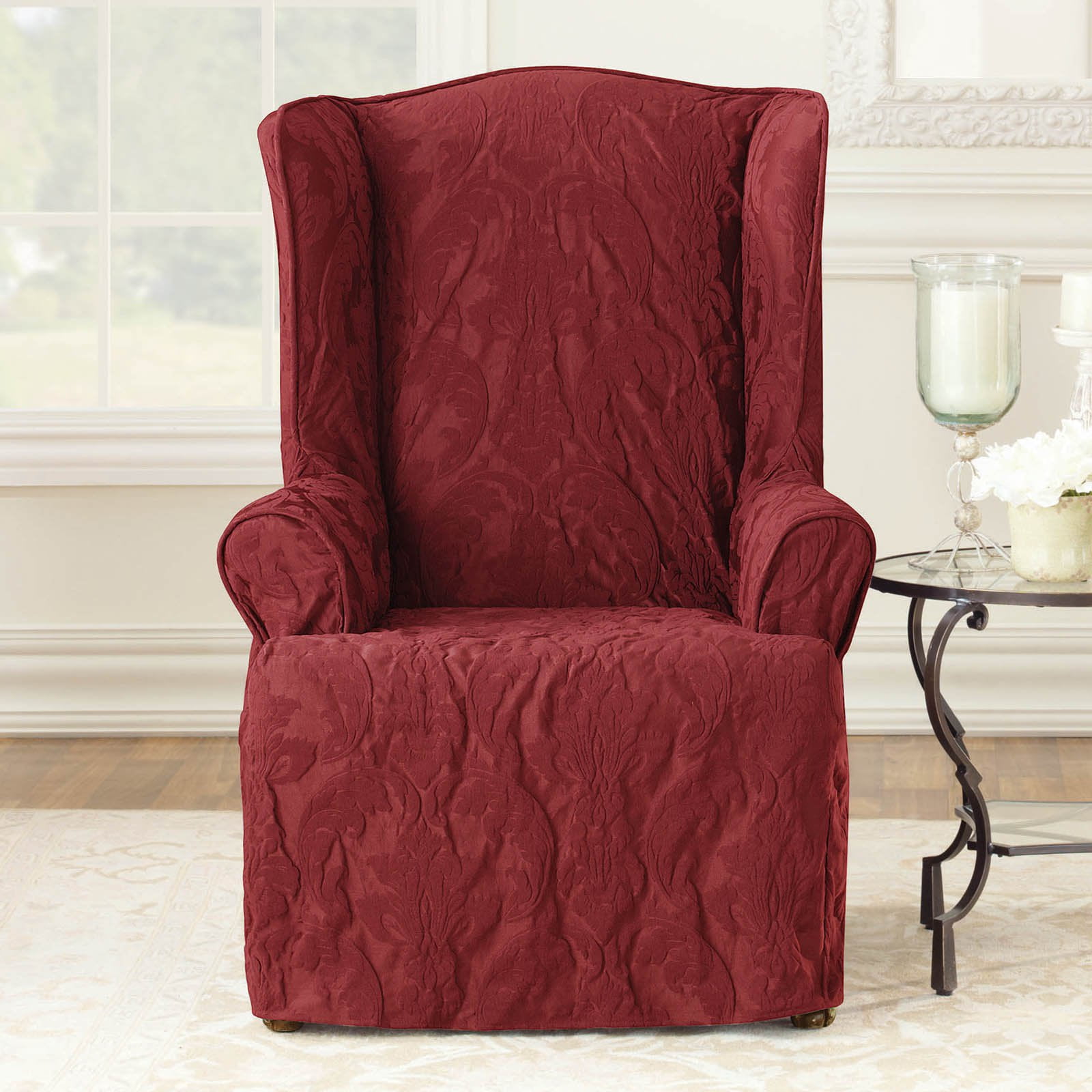 Sure Fit Matelasse Damask Wing Chair Slipcover - Walmart.com - Walmart.com