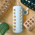 thumbnail image 4 of purifyou Premium 40/32/22/12 oz Reusable Borosilicate Glass Water Bottles with Time and Volume Markings, Non-Slip Silicone Sleeve & Stainless Steel Lid Insert (40oz Ice Blue), 4 of 5