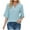 ZB Light Blue, variant on Plus Size Tshirts Women Loose Fit Summer Solid Color V Neck Tee With Double Layer Flared Mid Sleeves Loose Fit Top Shirts Women Dark Gray XL