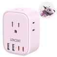 thumbnail image 1 of Adaptador Europeo Plegable LENCENT Rosado con 4 Salidas y 4 Puertos USB (2 USB C) para Alemania, Esp, 1 of 8
