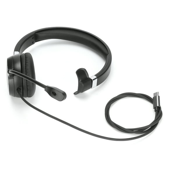 Auriculares de un solo oído tipo C para negocios con micrófono con cancelación de ruido y control de audio.