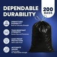 thumbnail image 4 of 13 gallon Extra Tall Drawstring Kitchen Trash Bags | Black 1.2 Mil, 24"W x 31"H (200Count), 4 of 4
