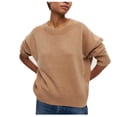 thumbnail image 1 of tarylea Winter Tops for Women Ribbed Knitted Crew Neck Sweater Oversized Long Sleeve Solid Color Basic Pullover Comfy Casual Top, 1 of 5