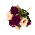 thumbnail image 3 of Ramo de rosas artificiales, rosas de imitación realistas de 5 cabezas, ramo de rosas de imitación para decoración de boda y San Valentín para el hogar Rojo oscuro, 3 of 9